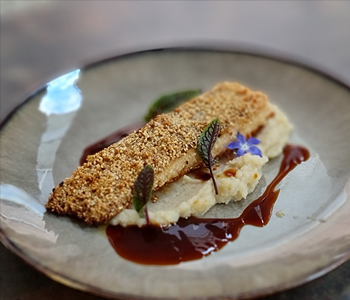 Delikater Lachs - Hauptgang im Restaurant Traunreut